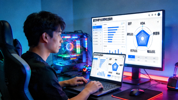 电竞玩家正在浏览星空体育专业赛事信息服务与选手表现雷达图